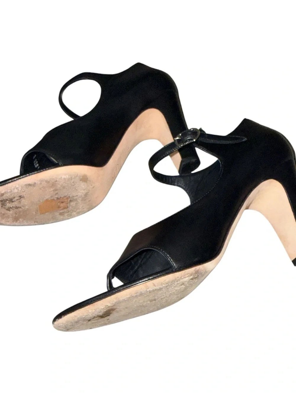CHANEL Peep-Toe Thong Black Leather Mary Jane